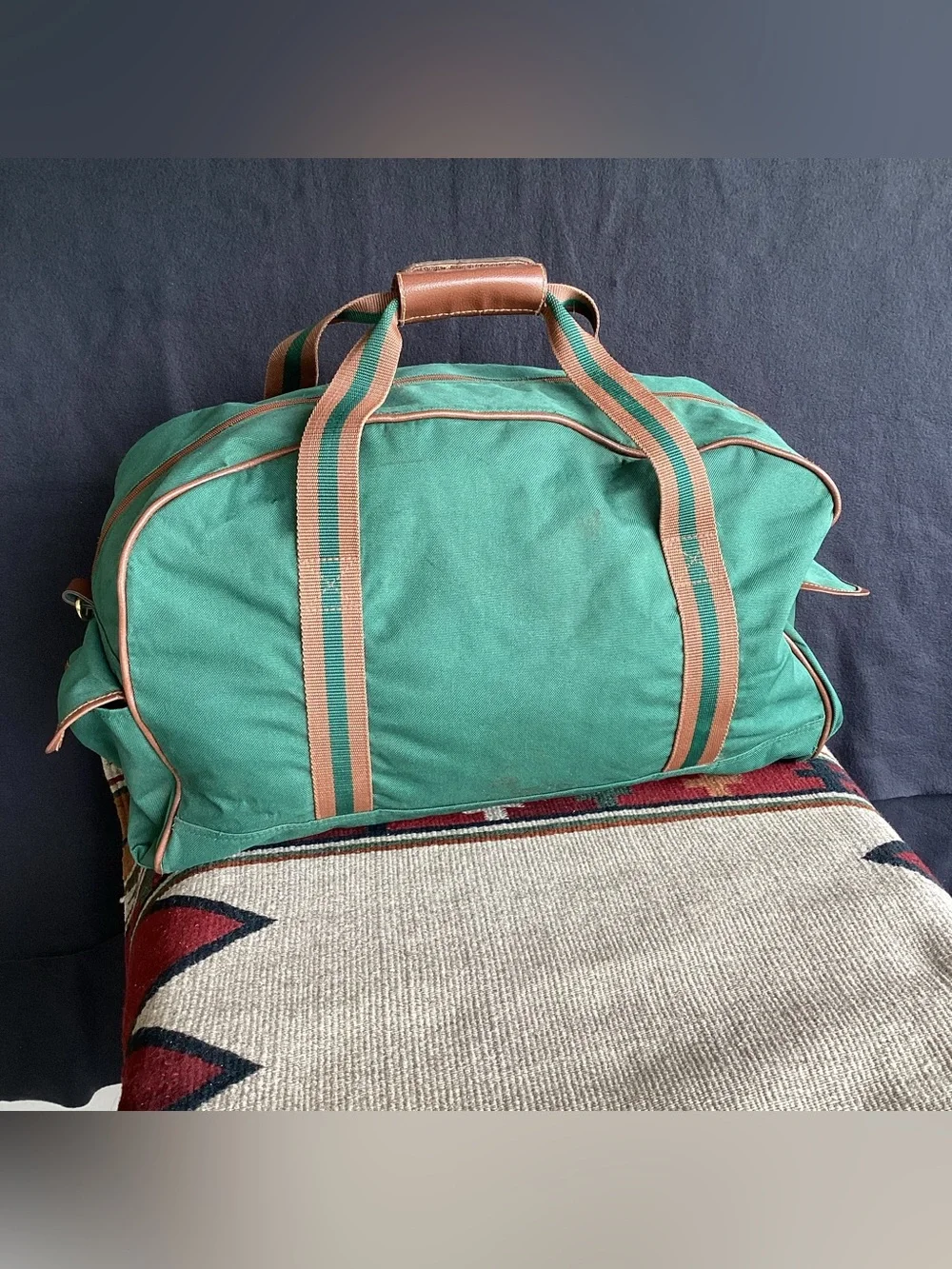 Vintage Polo Ralph Lauren 90s green duffel bag weekender zip